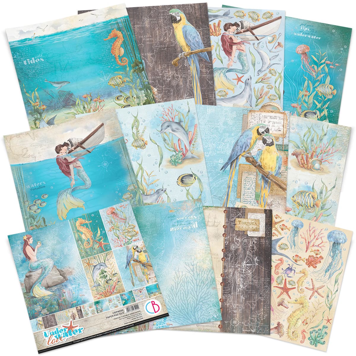 Ciao Bella Underwater Love Paper Pad 12"x12" 12/Pkg