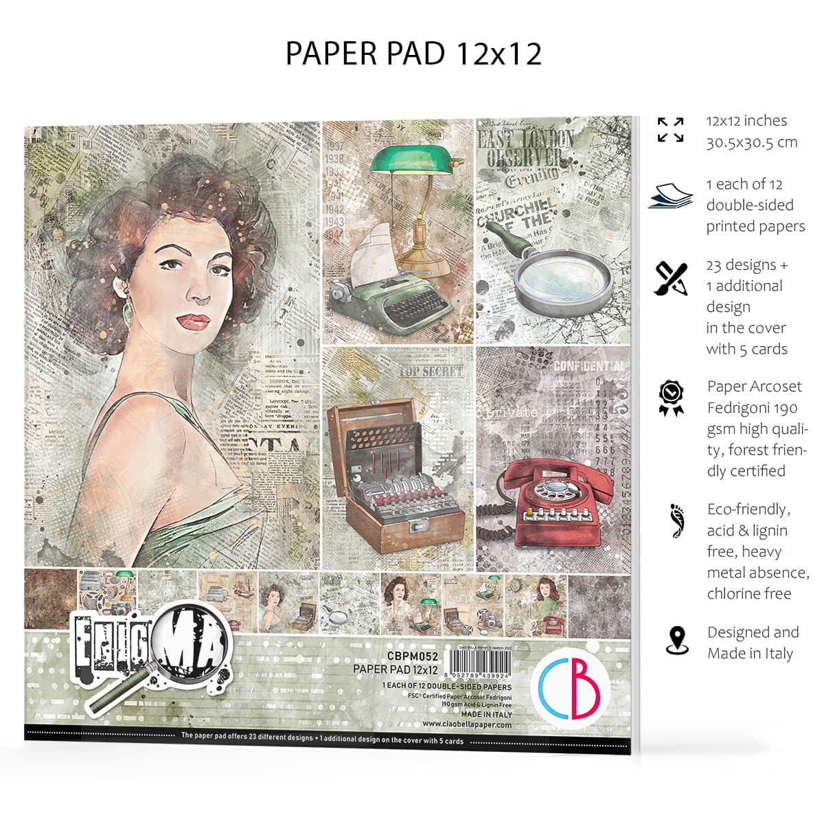 Ciao Bella Enigma Paper Pad 12x12 12/Pkg