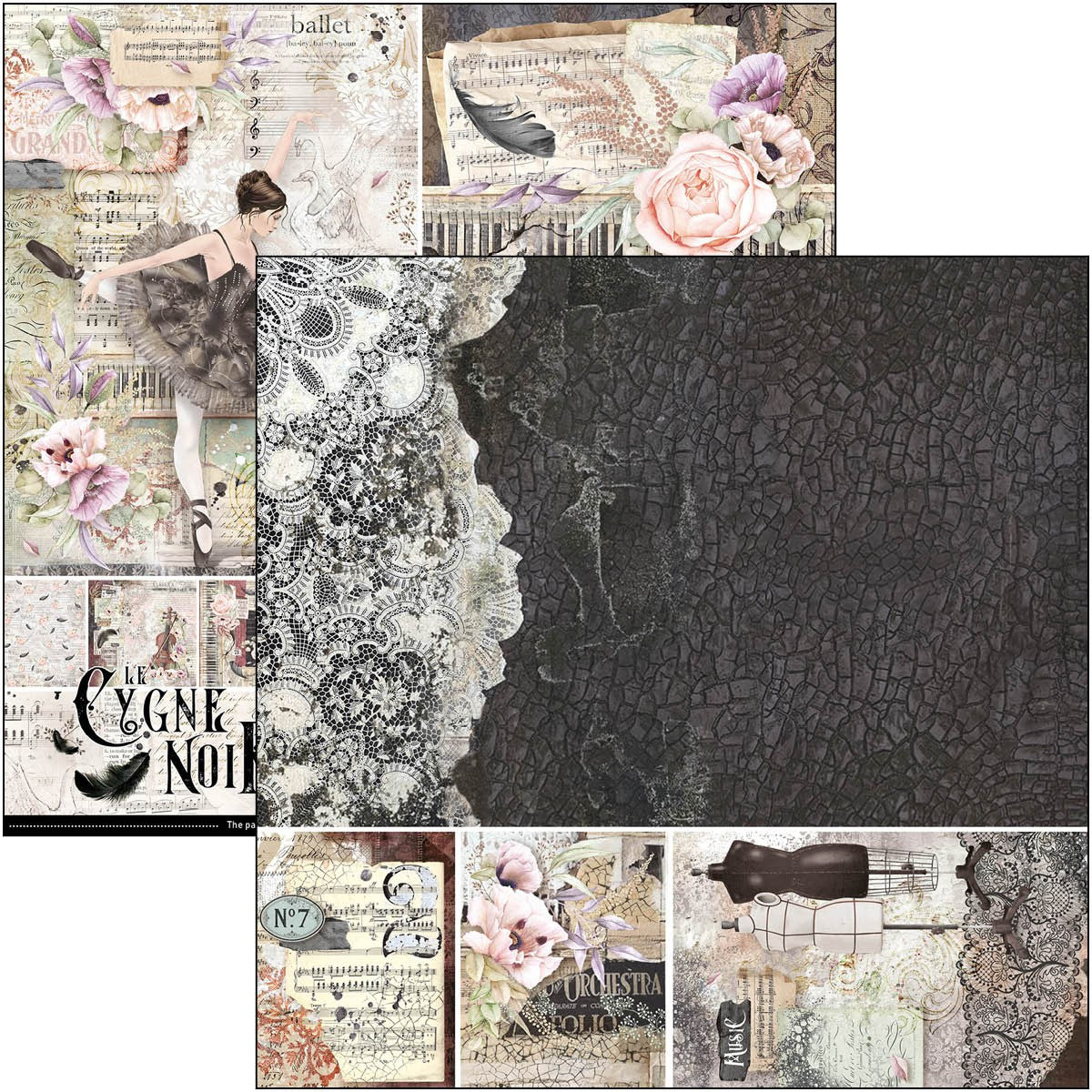 Ciao Bella Cygne Noir Paper Pad 12x12 12/Pkg