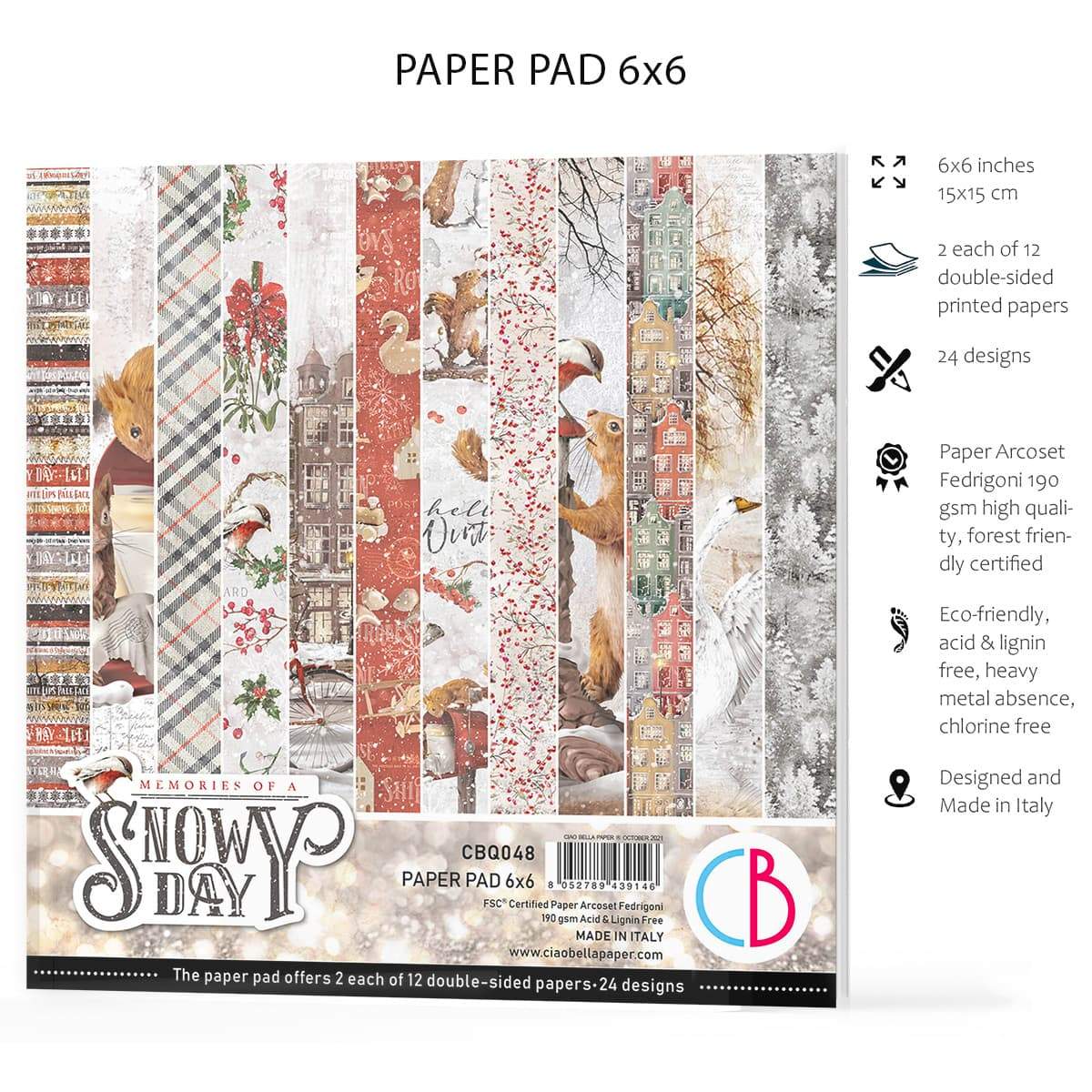 Ciao Bella Memories of a Snowy Day Paper Pad 6"x6" 24/Pkg