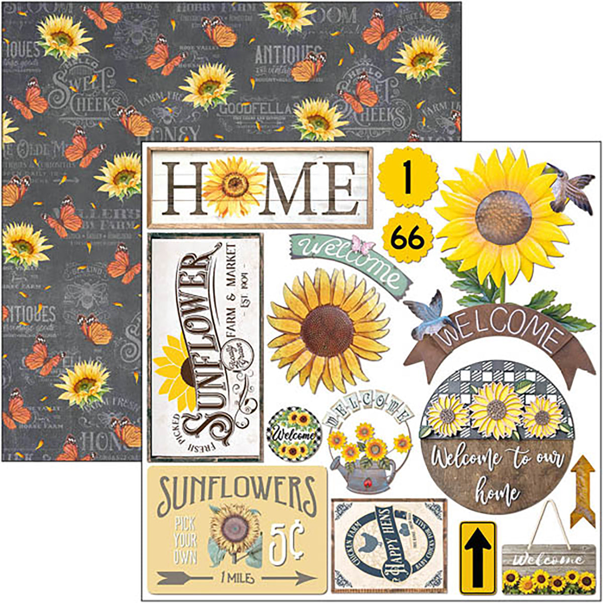 Ciao Bella Farmhouse Garden Fussy Cut Pad 6"x6" 24/Pkg