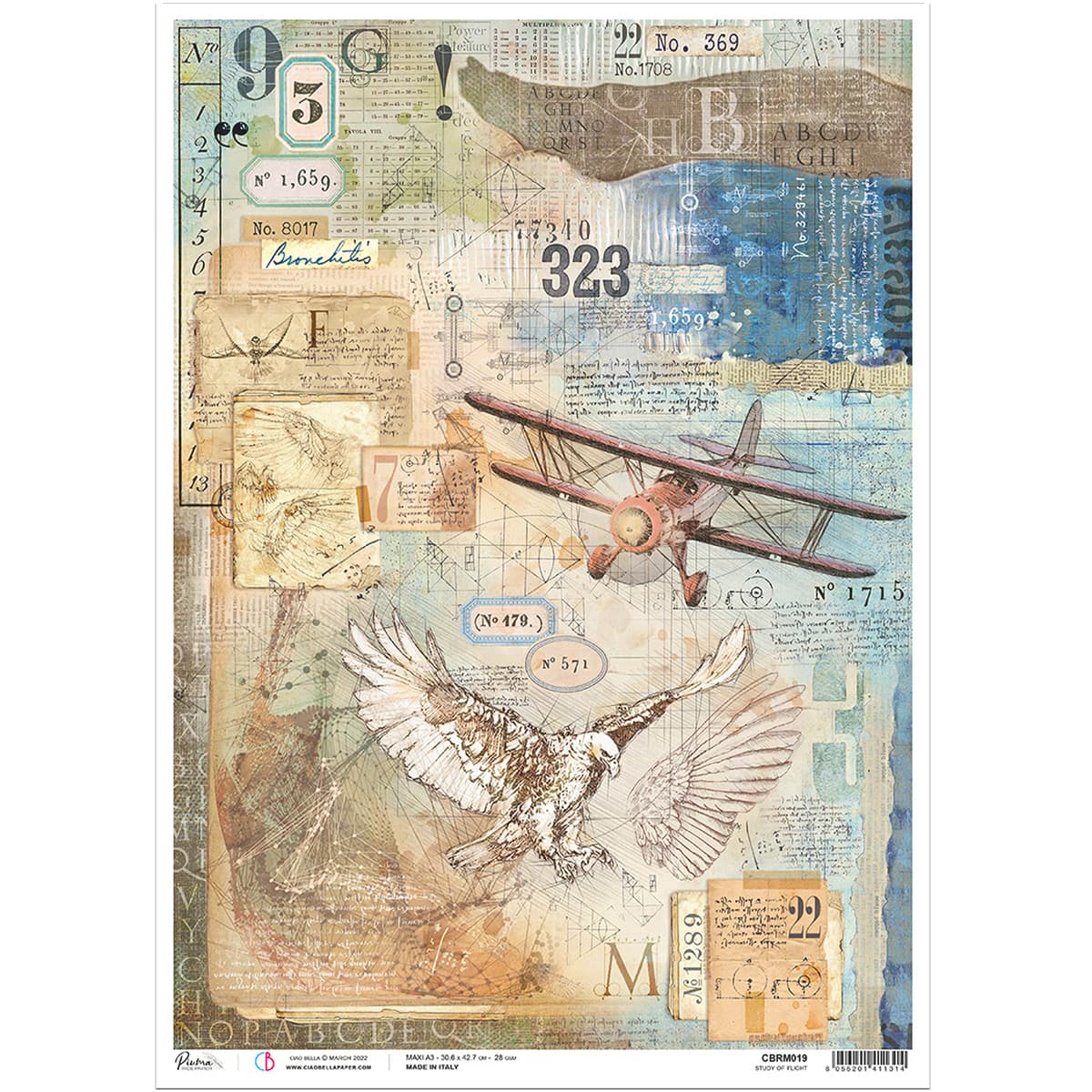 Ciao Bella Rice Paper A3 Study Of Flight - 3 Sheets