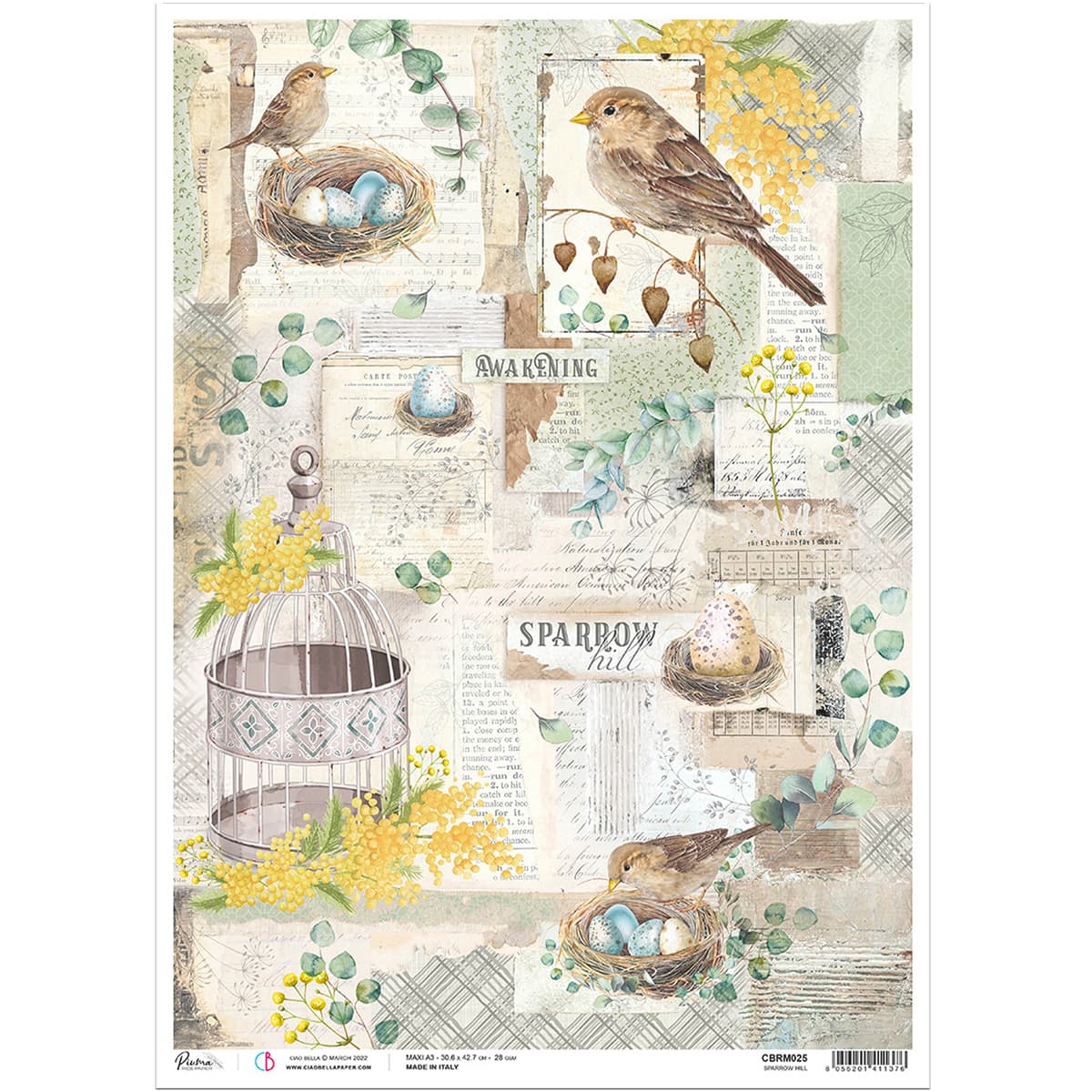 Ciao Bella Rice Paper A3 Sparrow Hill - 3 Sheets