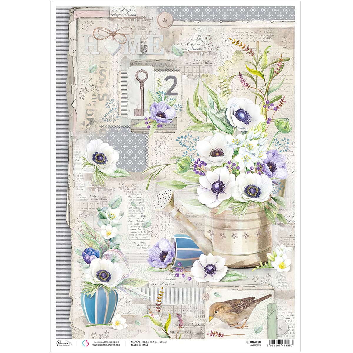 Ciao Bella Rice Paper A3 Anemones - 3 Sheets