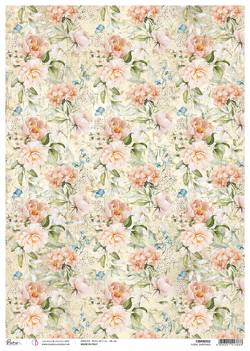 Rice Paper A3 Piuma Floral sweetness - 3 Sheets