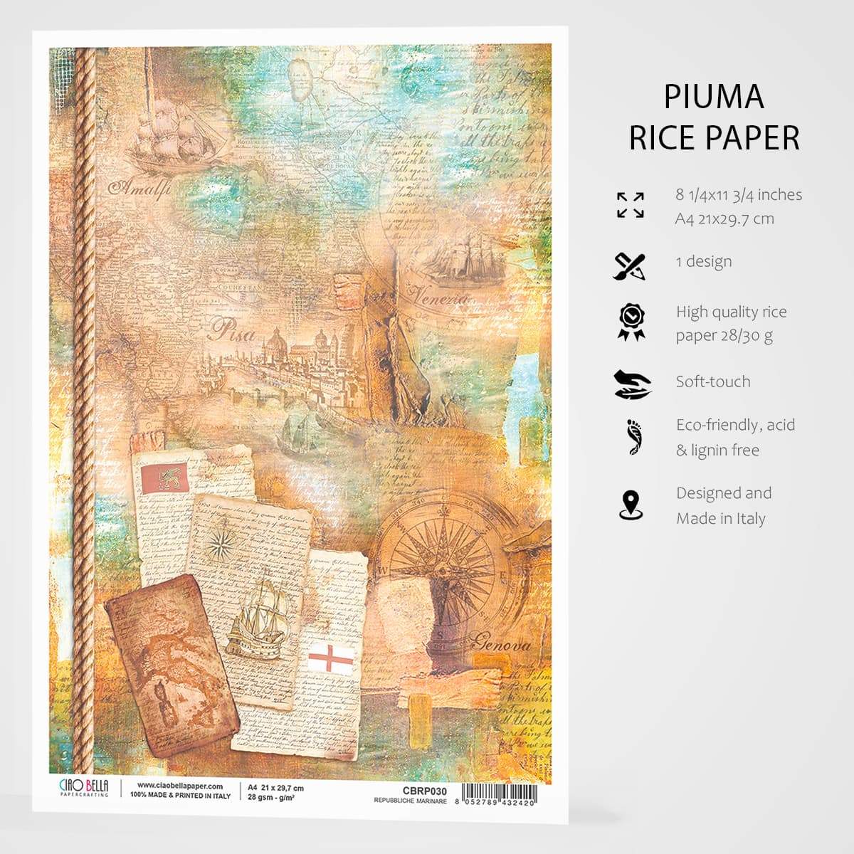 Ciao Bella Rice Paper A4 Repubbiche Marinare