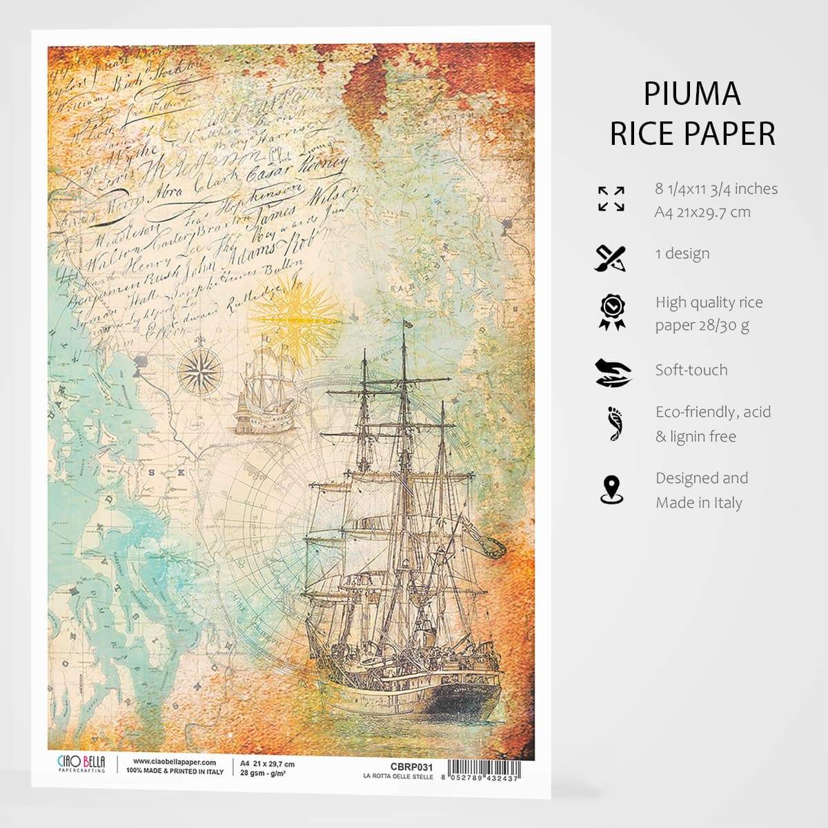 Ciao Bella Rice Paper A4 La Rotta Delle Stelle