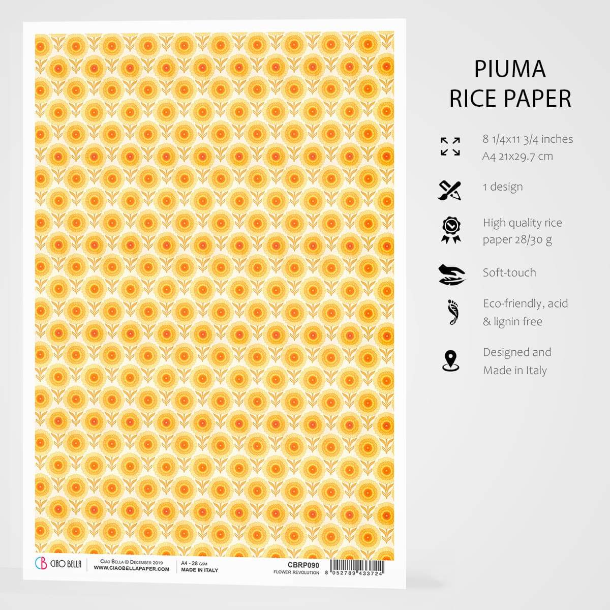 Ciao Bella Rice Paper A4 Flower Revolution