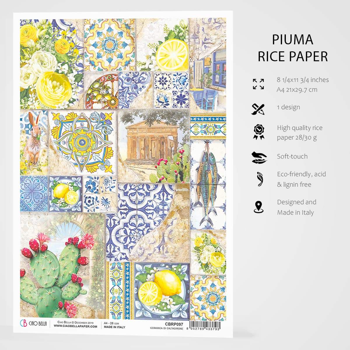 Ciao Bella Rice Paper A4 Ceramica di Caltagirone