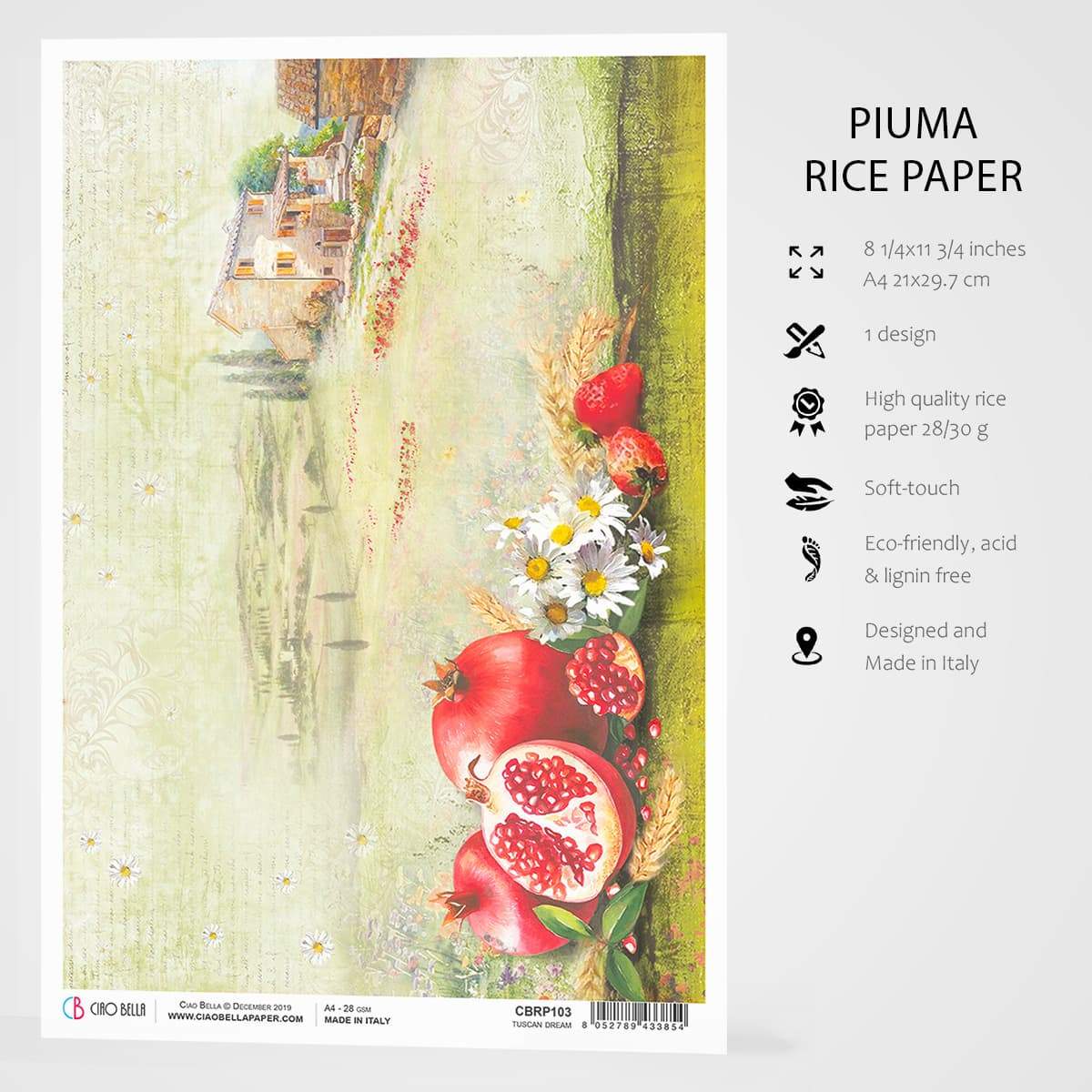 Ciao Bella Rice Paper A4 Tuscan Dream