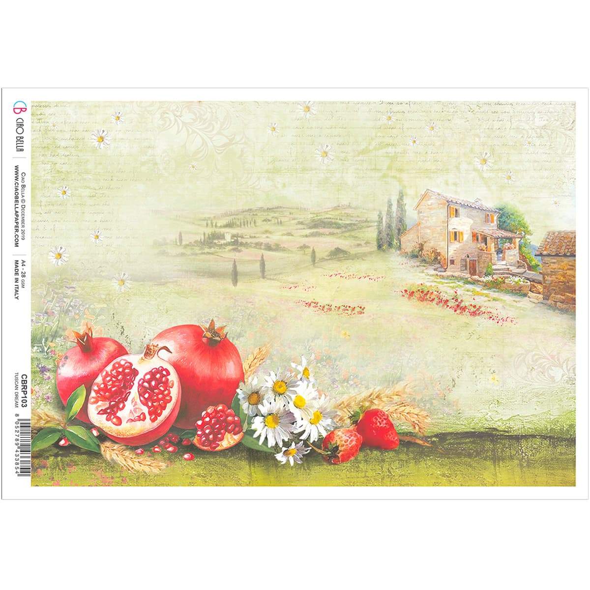 Ciao Bella Rice Paper A4 Tuscan Dream