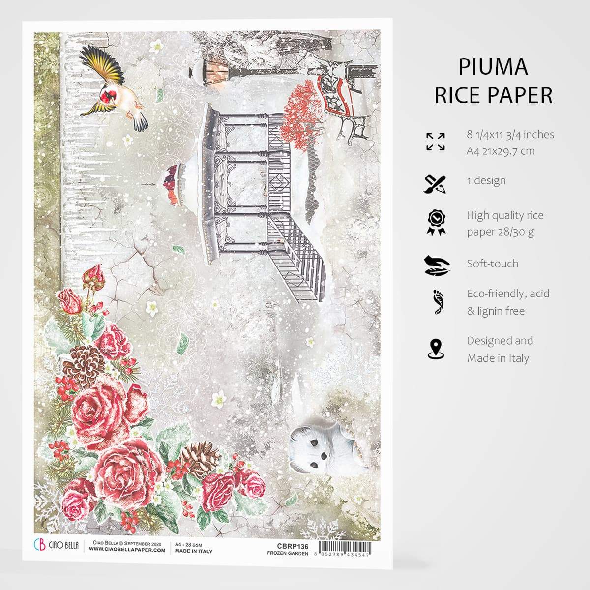 Ciao Bella Rice Paper A4 Frozen Garden