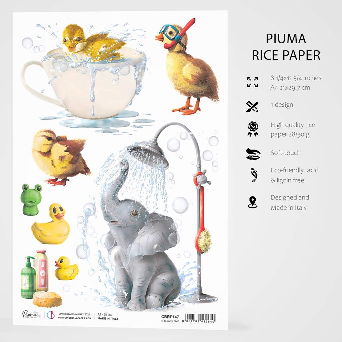 Ciao Bella Rice Paper A4 It's Bath Time