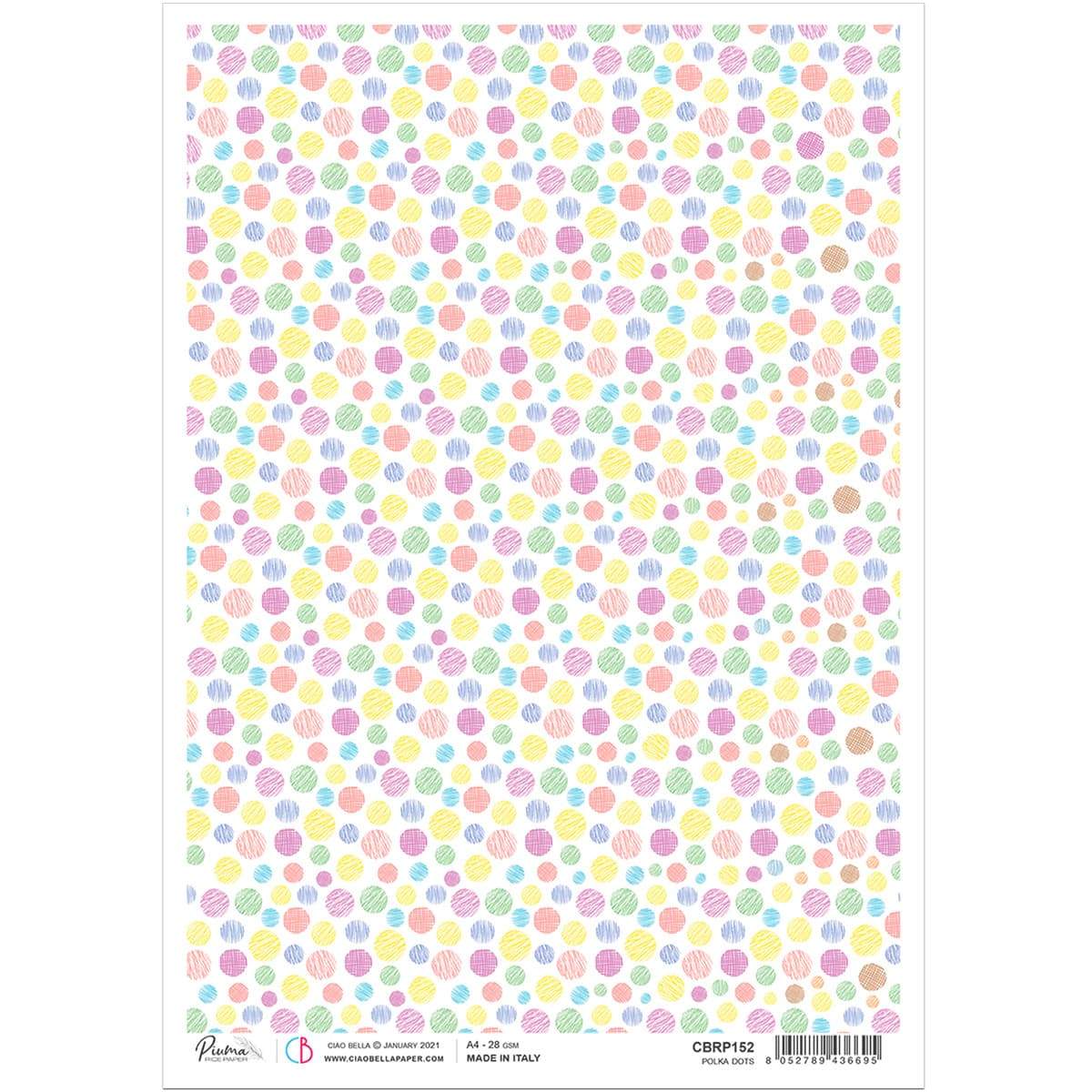 Ciao Bella Rice Paper A4 Polka Dots