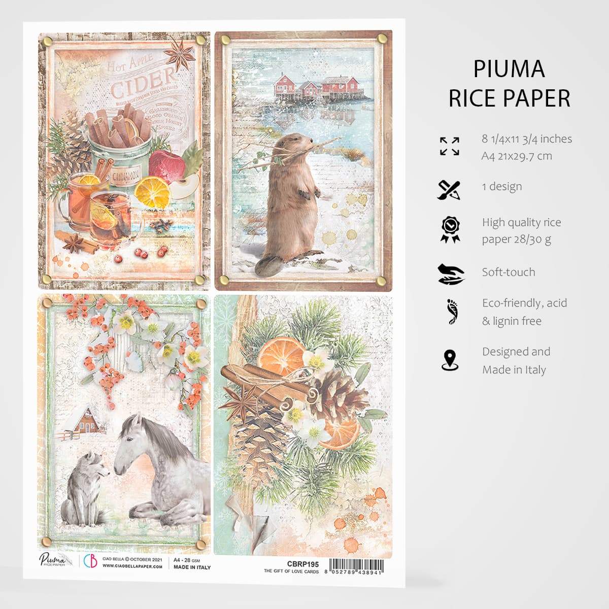 Ciao Bella Rice Paper A4 The Gift of Love Cards