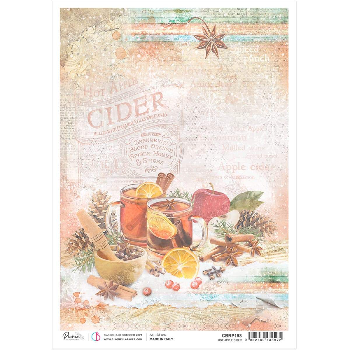 Ciao Bella Rice Paper A4 Hot Apple Cider