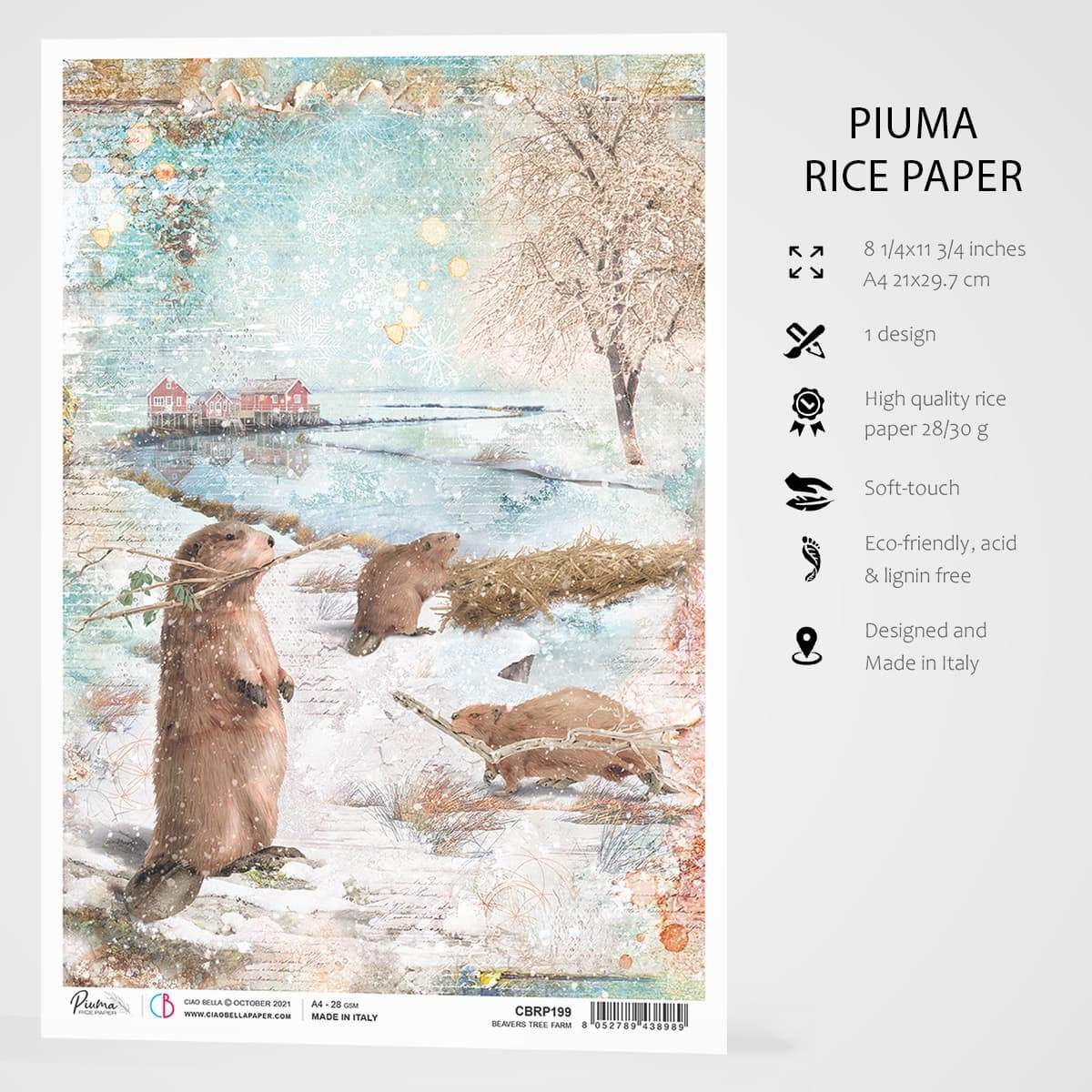 Ciao Bella Rice Paper A4 Beavers Tree Farm