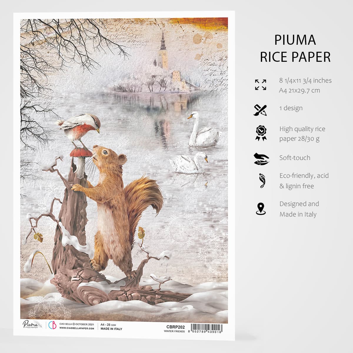 Ciao Bella Rice Paper A4 Winter Friends