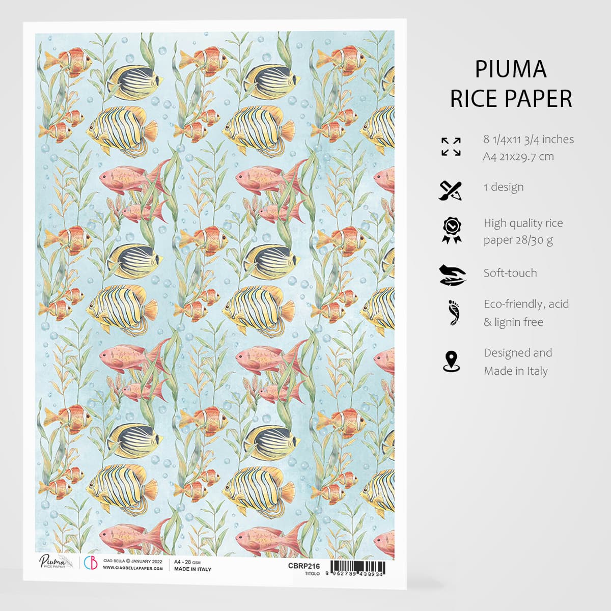 Ciao Bella Rice Paper A4 Fishes