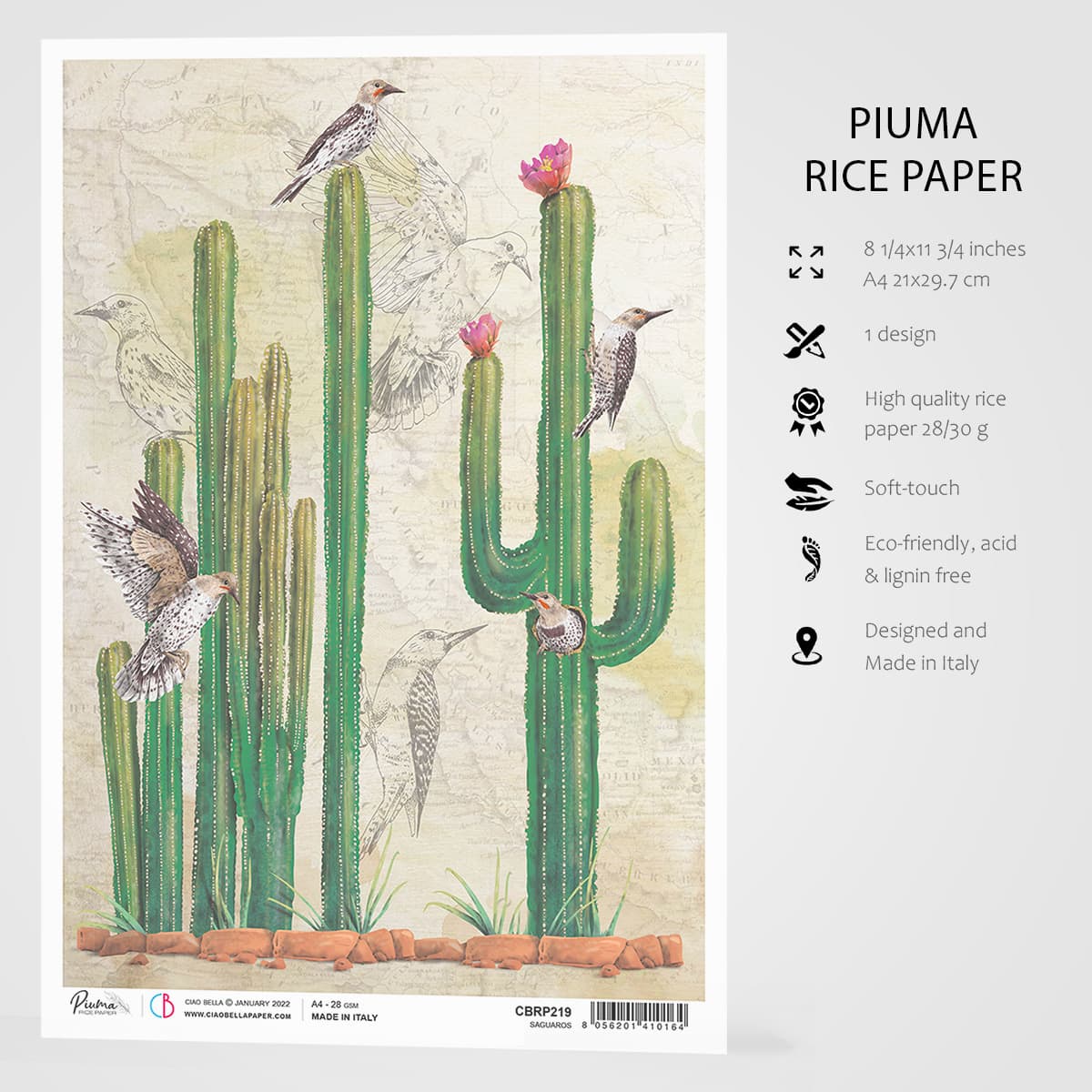 Ciao Bella Rice Paper A4 Saguaros