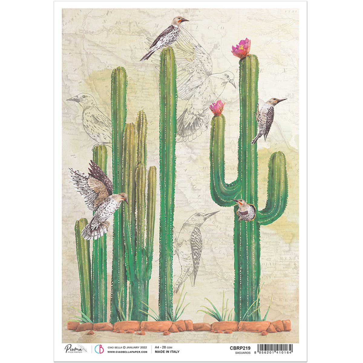 Ciao Bella Rice Paper A4 Saguaros