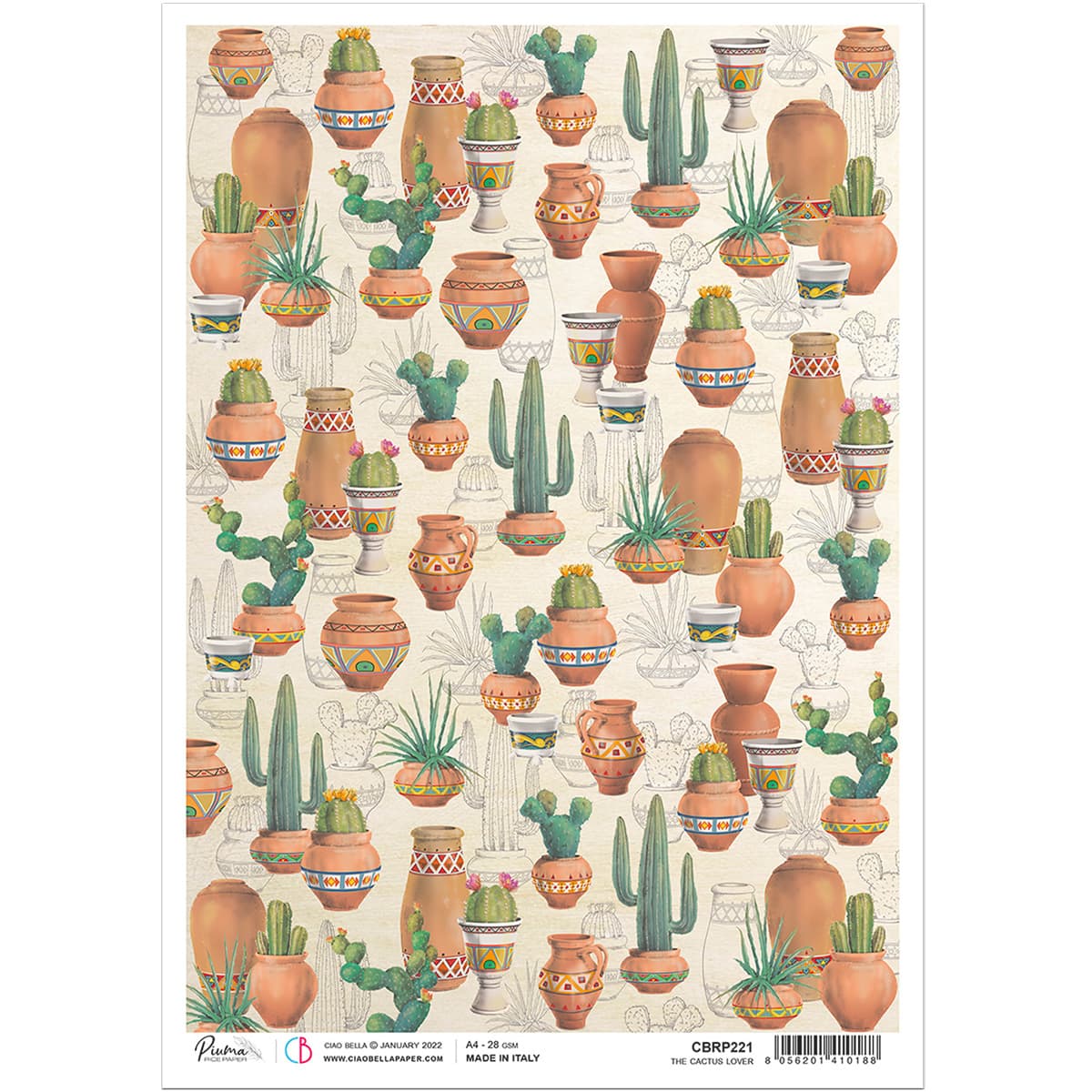 Ciao Bella Rice Paper A4 The Cactus Lover