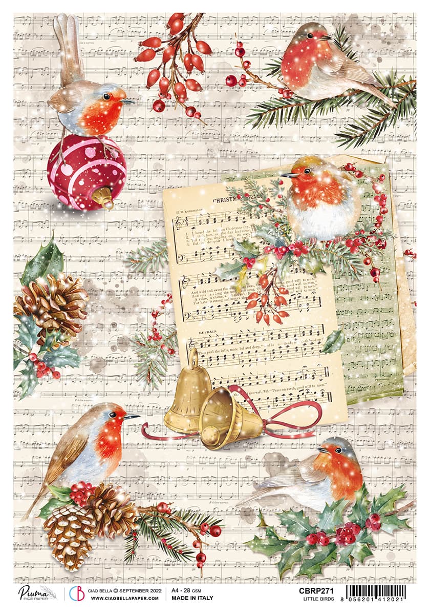 Rice Paper A4 Piuma Little birds - 5 Sheets