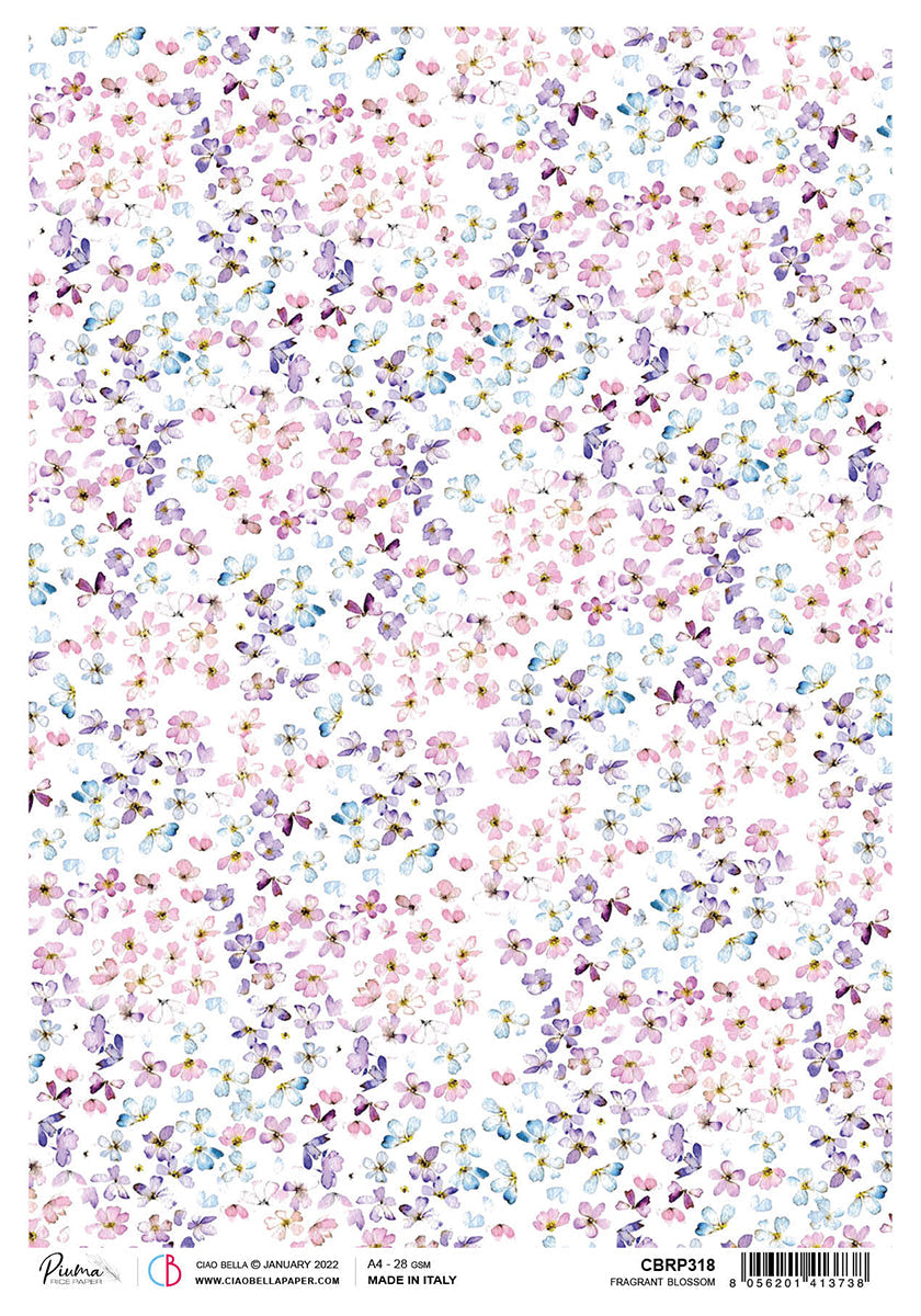 Ciao Bella Rice Paper A4 Piuma Fragrant Blossom - 5 Sheets