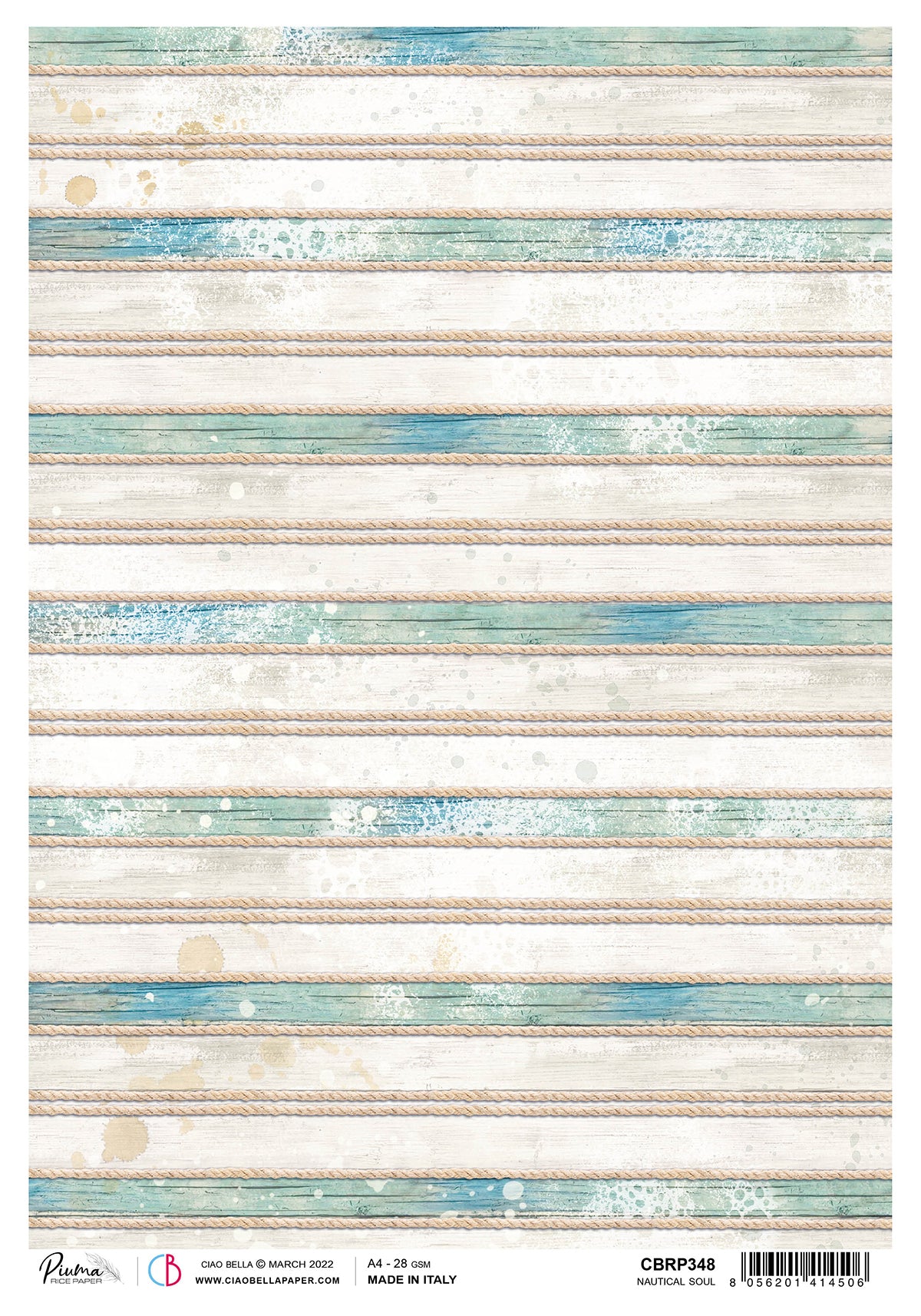 Ciao Bella Rice Paper A4 Piuma Nautical Soul - 5 Sheets