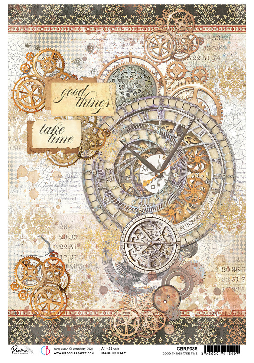 Rice Paper A4 Piuma Good Things Take Time - 5 Sheets