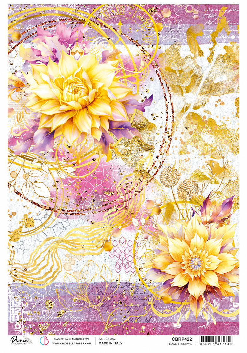 Rice Paper A4 Piuma Flower Festival - 5 Sheets