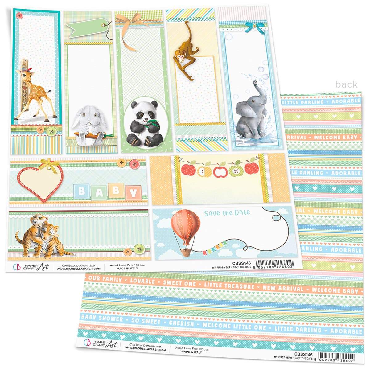 Ciao Bella Save the Date Paper Sheet 12"x12" 1 Sheet