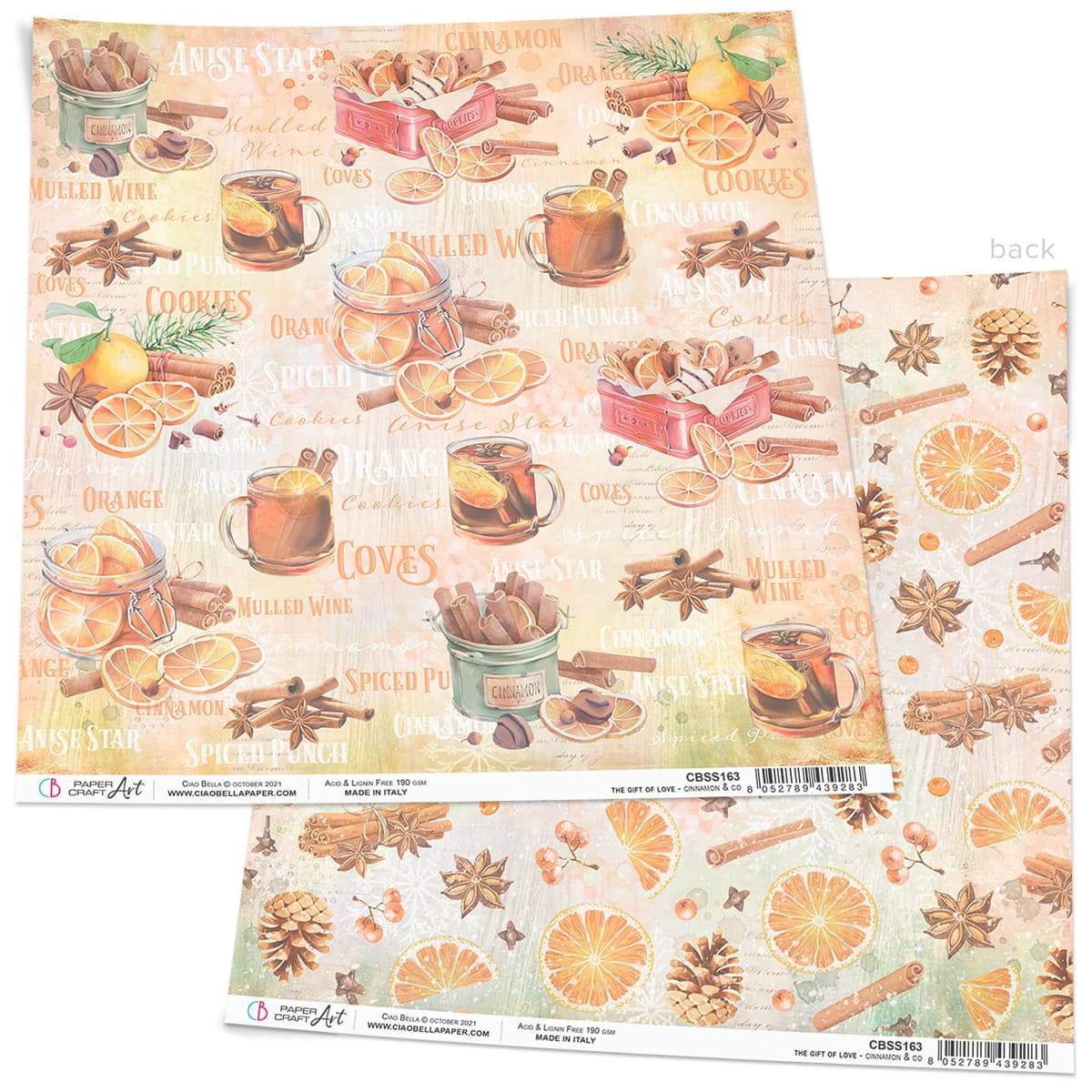 Ciao Bella Cinnamon & Co Paper Sheet 12"x12" 1 Sheet