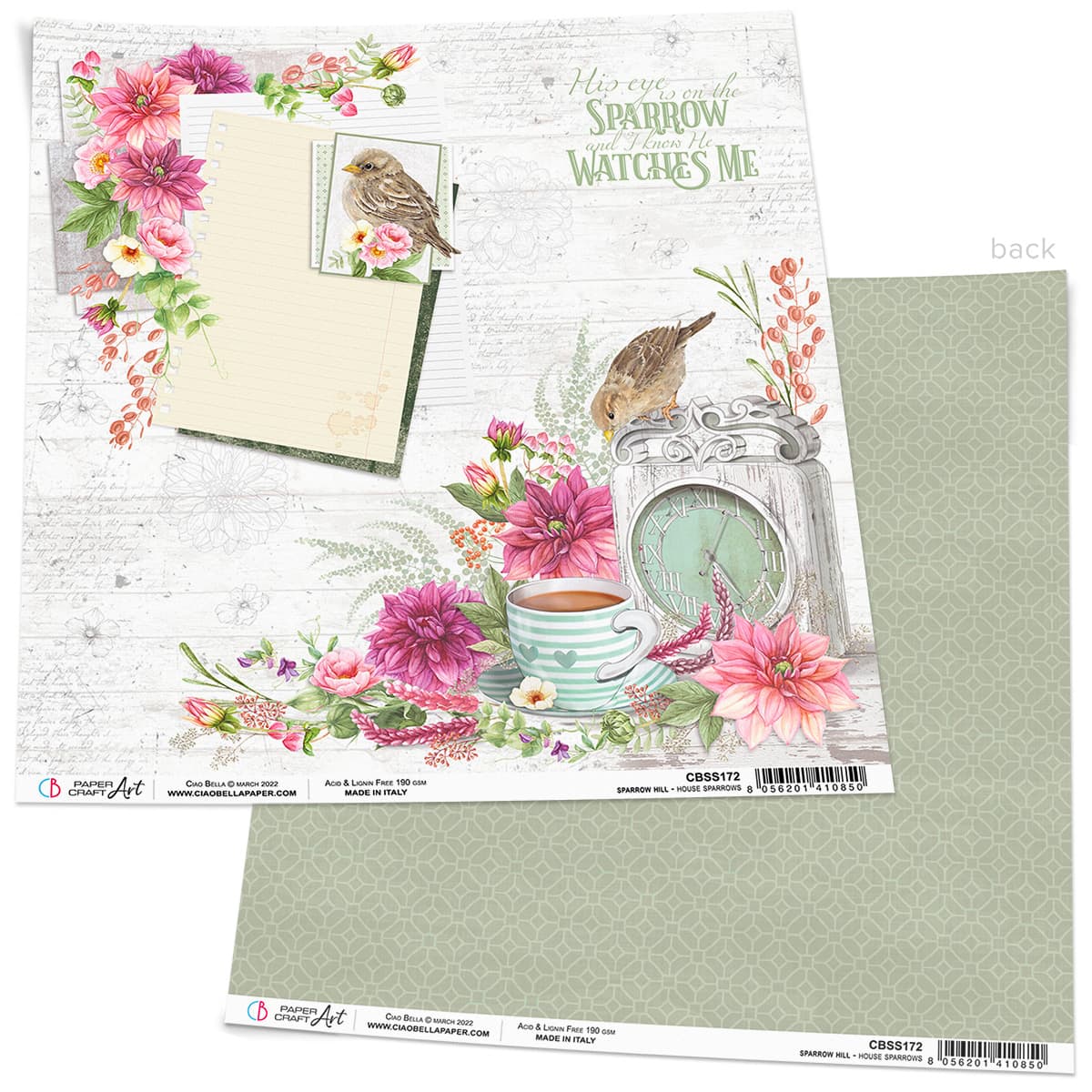 Ciao Bella House Sparrow Paper Sheet 12x12 1 Sheet