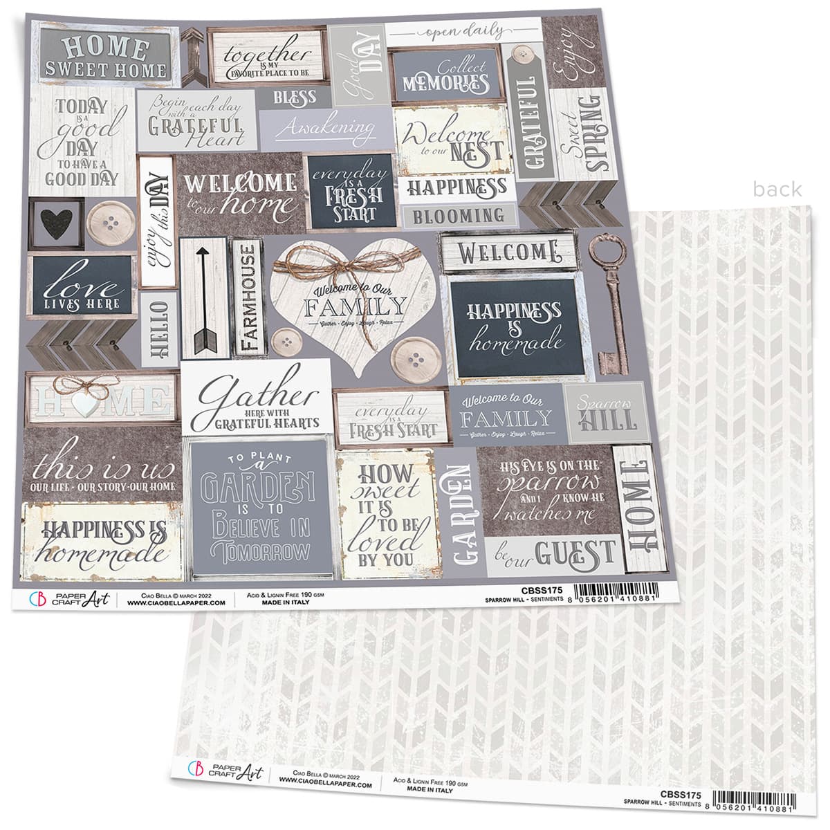 Ciao Bella Sentiments Paper Sheet 12x12 1 Sheet