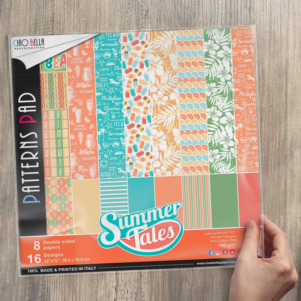 Ciao Bella Summer Tales Patterns Pad 12"x12" 8/Pkg