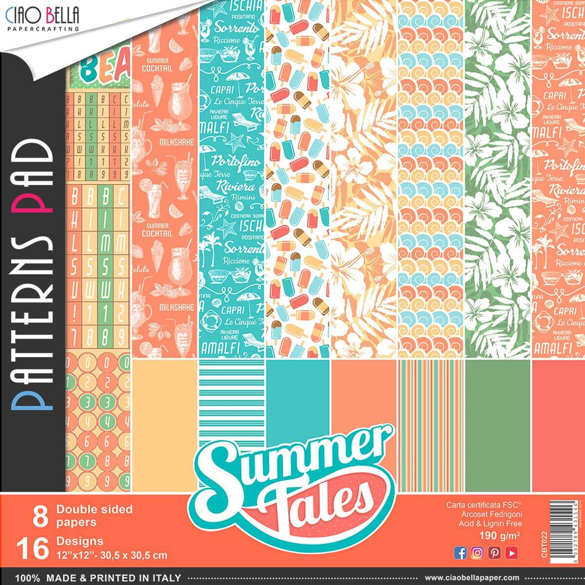 Ciao Bella Summer Tales Patterns Pad 12"x12" 8/Pkg