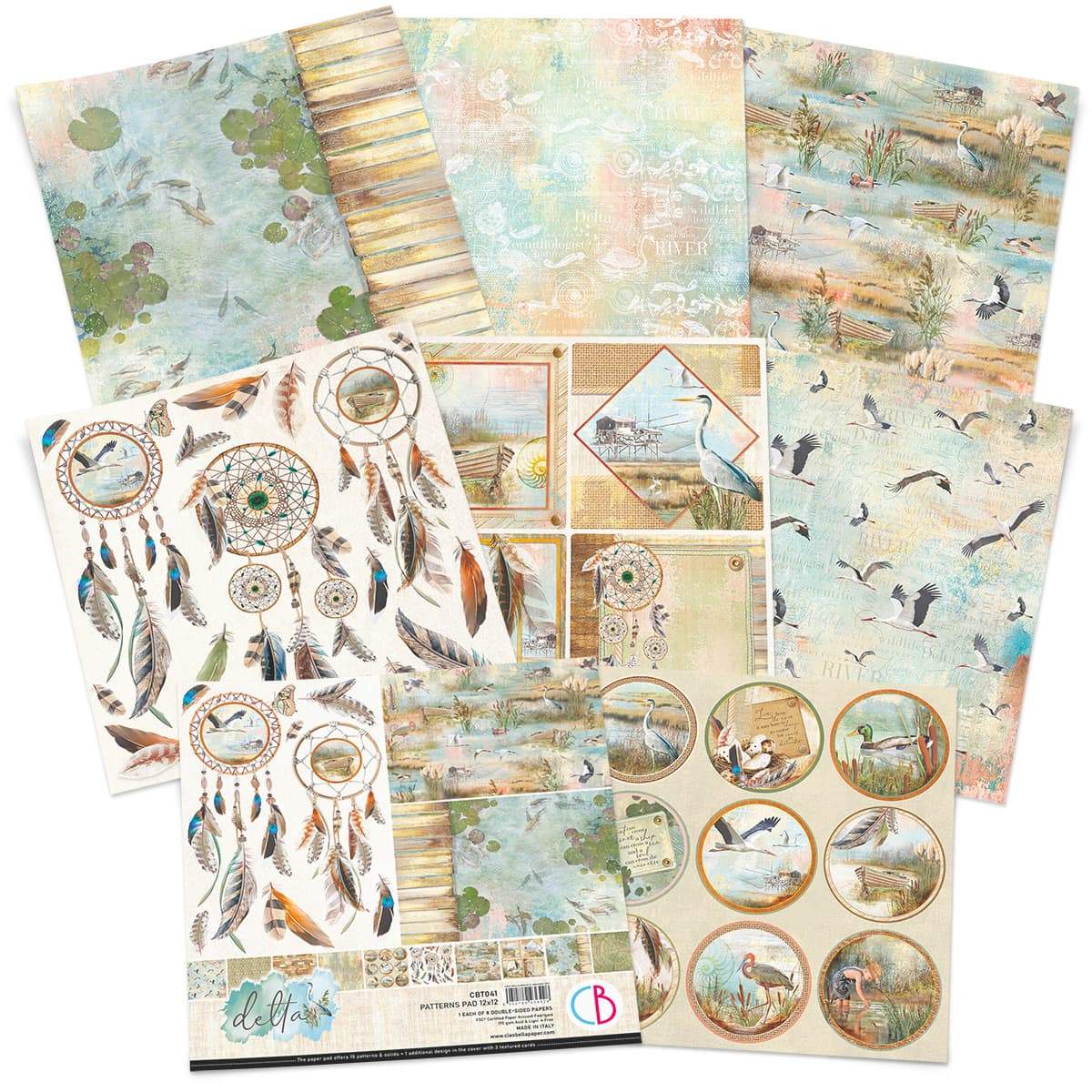 Ciao Bella Delta Patterns Pad 12"x12" 8/Pkg