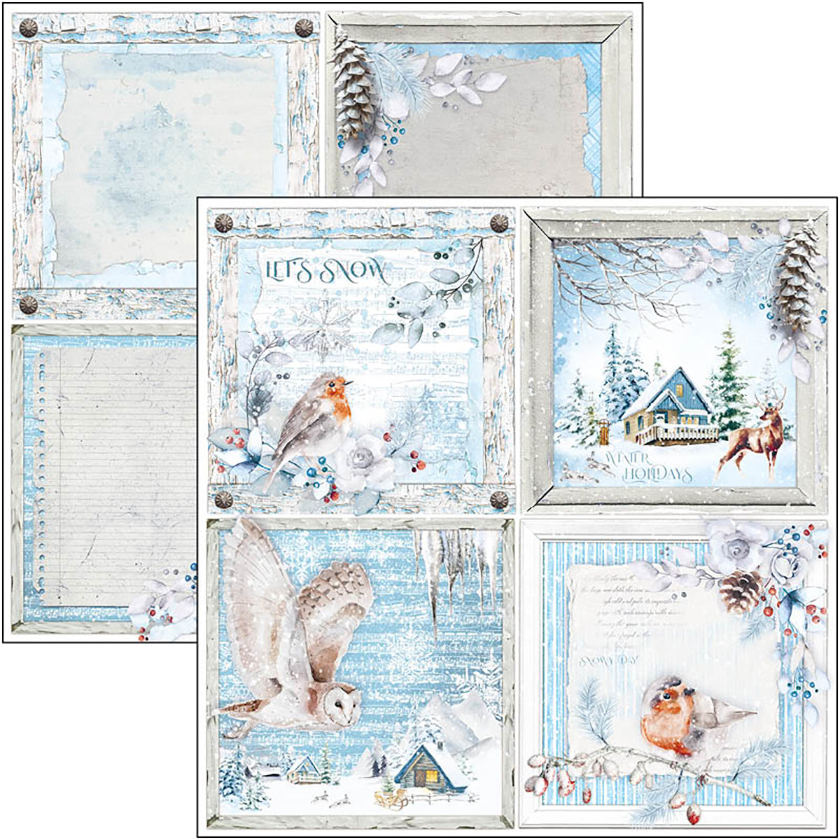 Ciao Bella Winter Journey Patterns Pad 12"x12" 8/Pkg