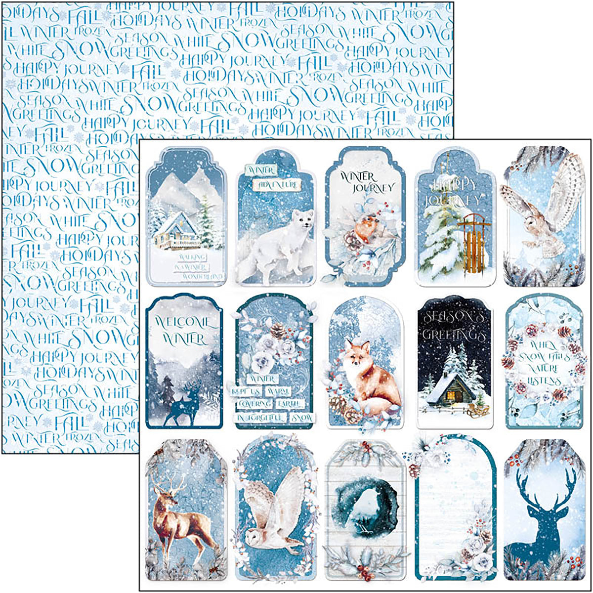 Ciao Bella Winter Journey Patterns Pad 12"x12" 8/Pkg