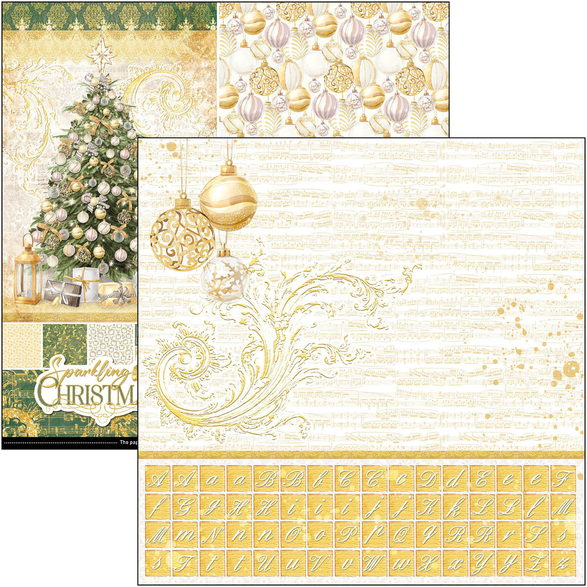 Ciao Bella Sparkling Christmas Patterns Pad 12"x12" 8/Pkg