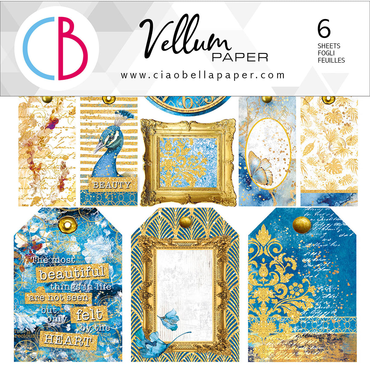 Ciao Bella Vellum Indigo Fussy Cut 6"x6" 6/Pkg