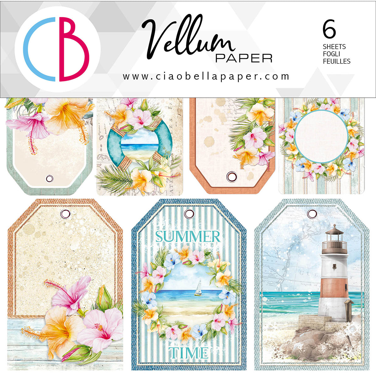 Ciao Bella Vellum Summer Breeze Fussy Cut 6"x6" 6/Pkg