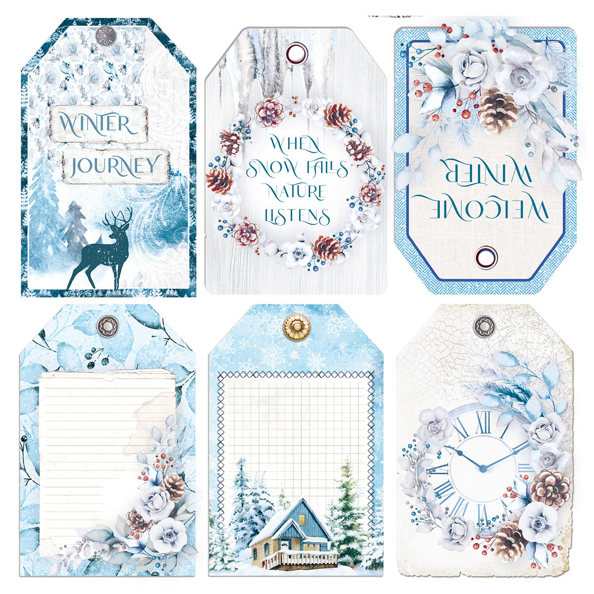 Ciao Bella Vellum Winter Journey Fussy Cut 6"x6" 6/Pkg