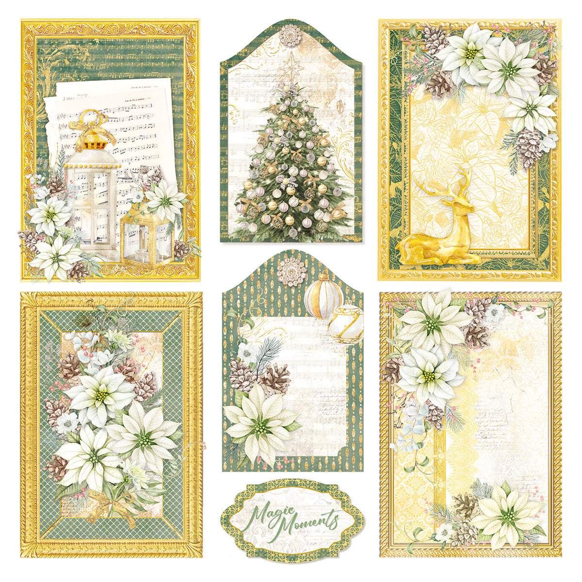 Ciao Bella Vellum Sparkling Christmas Fussy Cut 6"x6" 6/Pkg