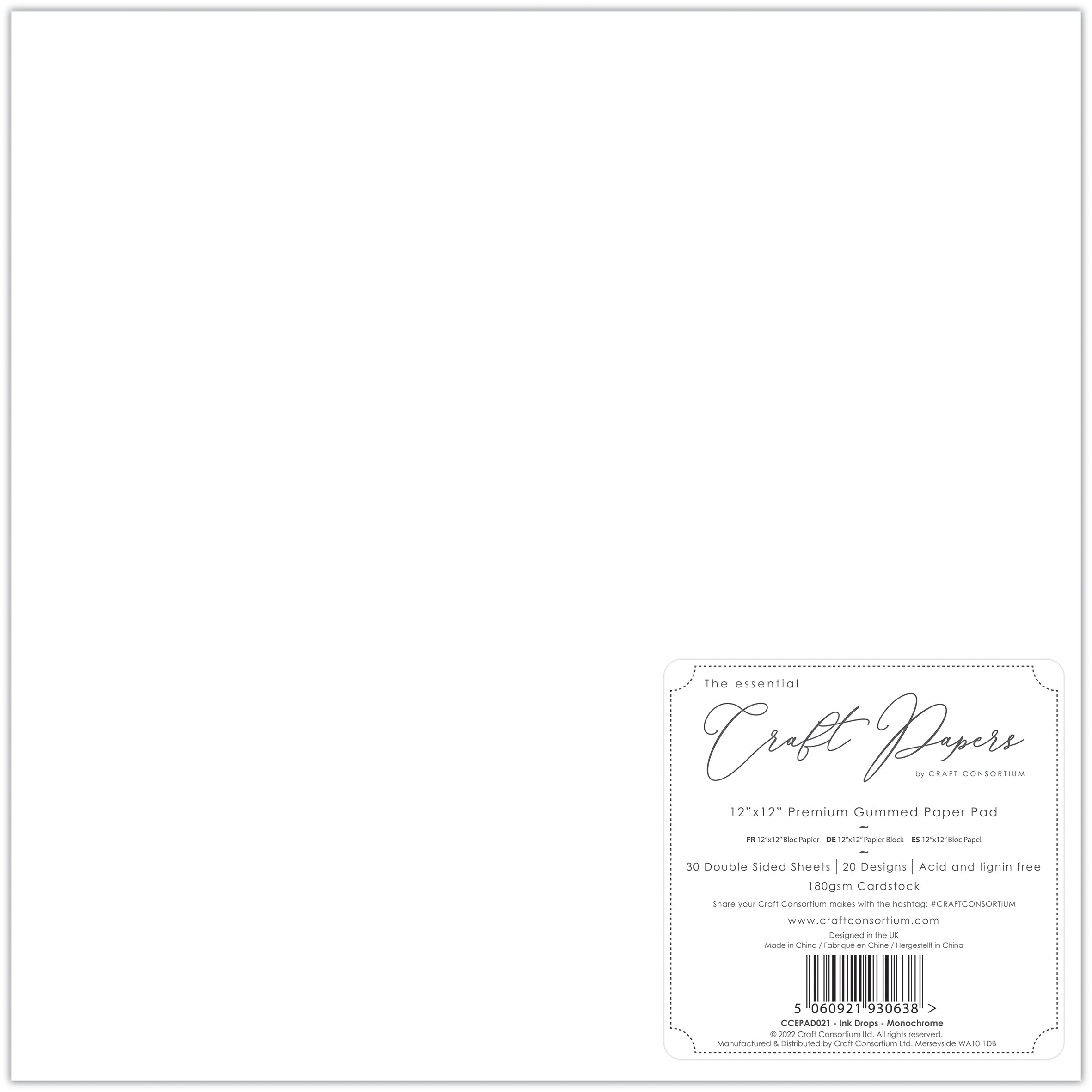 Craft Consortium Ink Drops - Monochrome 12x12 Premium Paper Pad