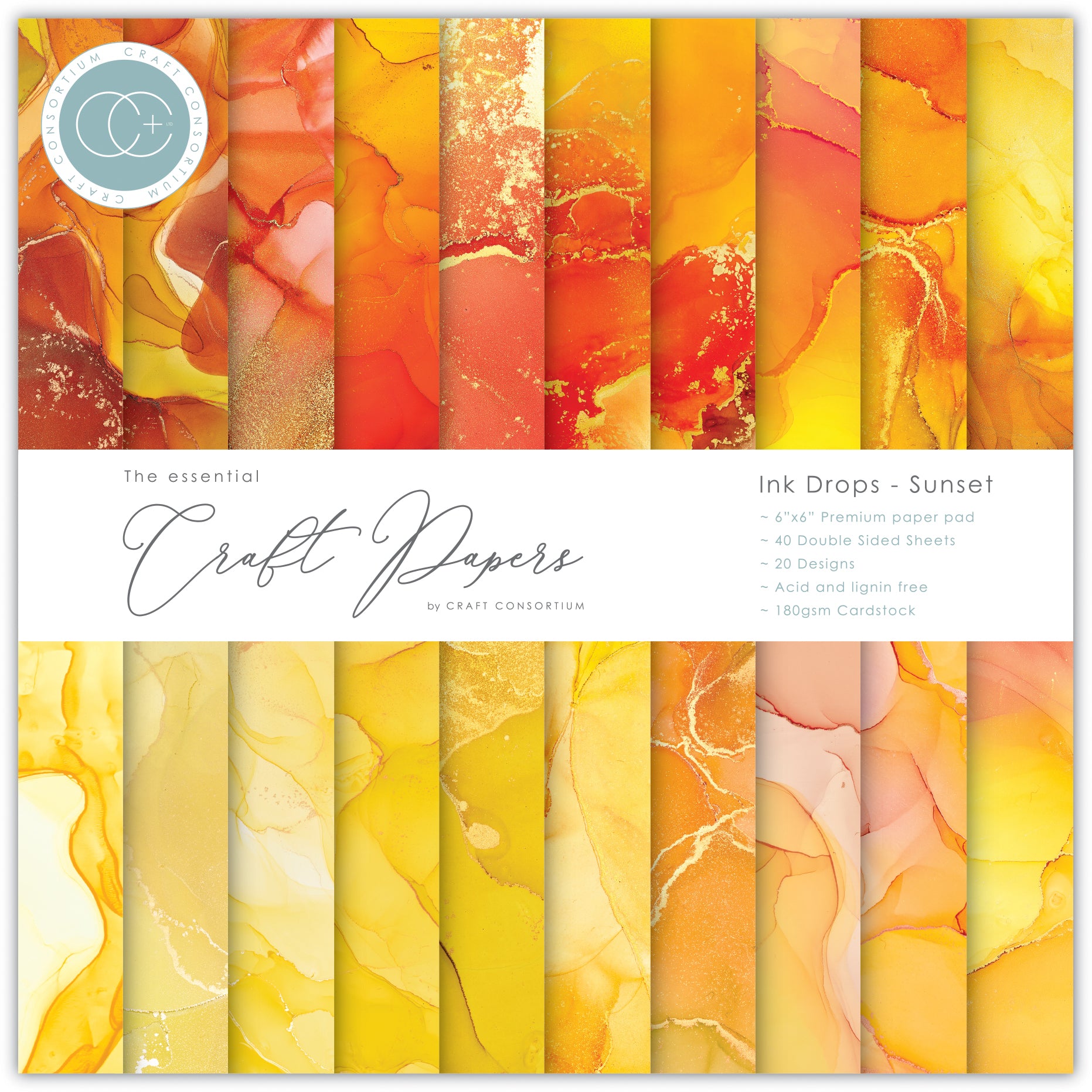 Craft Consortium Ink Drops - Sunset 6x6 Premium Paper Pad