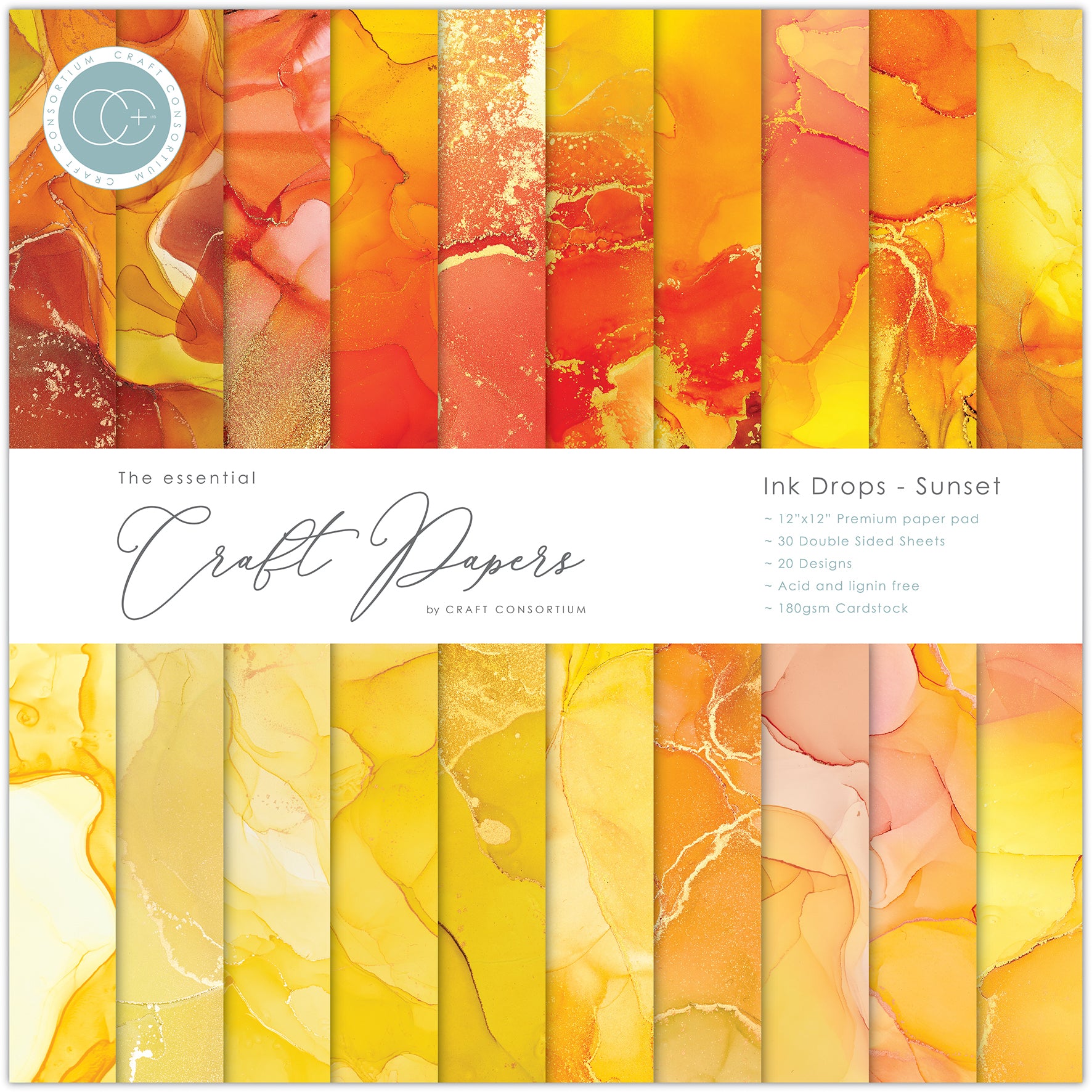 Craft Consortium Ink Drops - Sunset 12x12 Premium Paper Pad