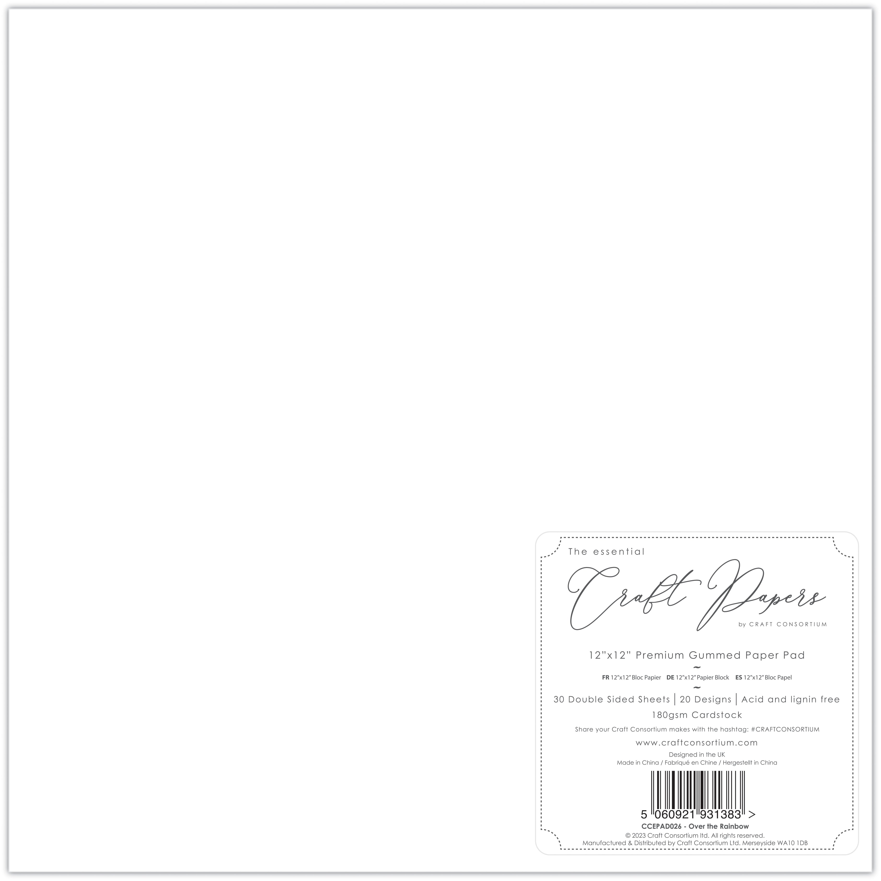 Craft Consortium Over The Rainbow - 12x12 Premium Paper Pad