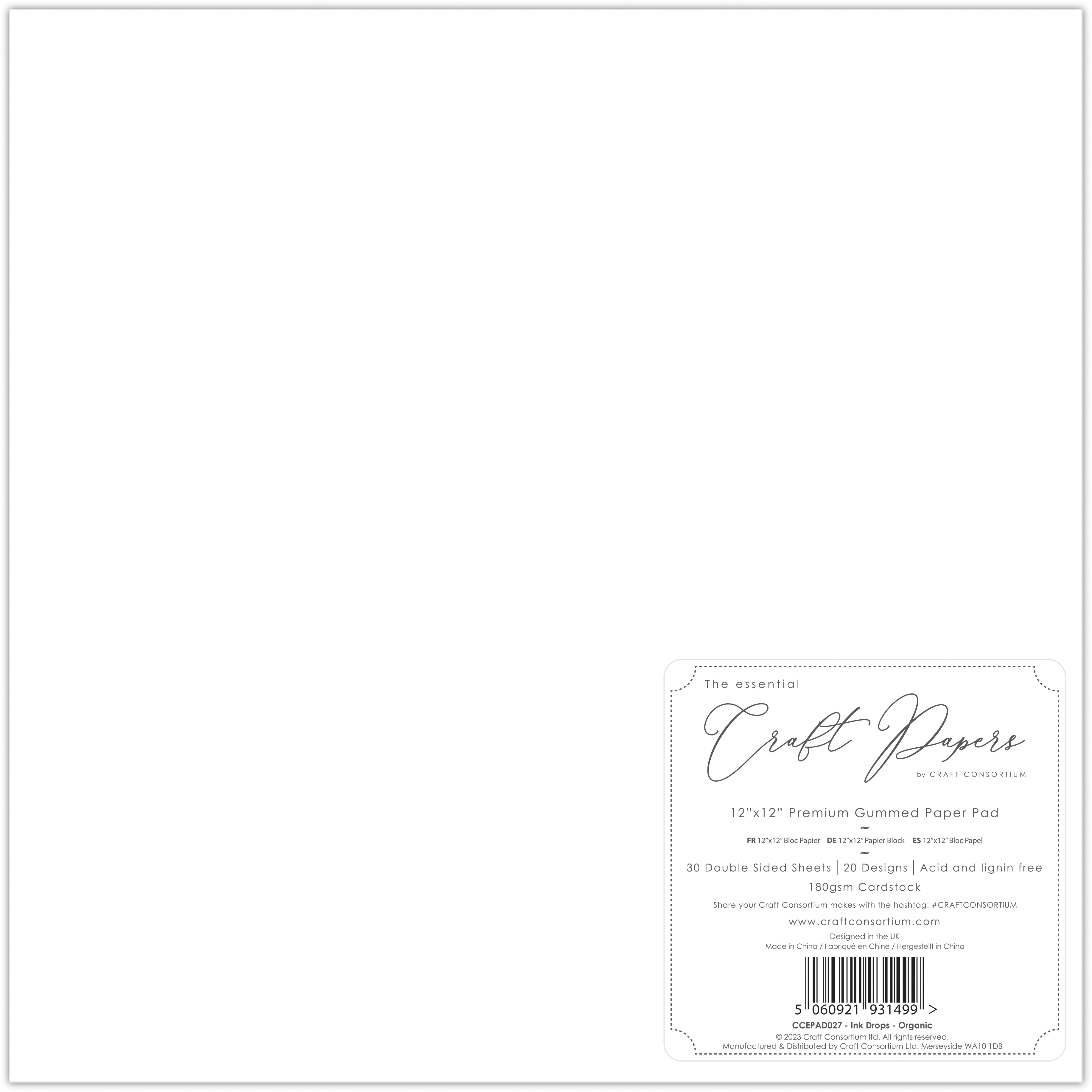 Craft Consortium Ink Drops - Organic - 12x12 Paper Pad